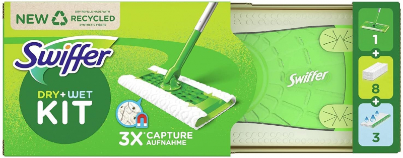 SWIFFER DRY STARTER KIT  8 PANNI DRY 3 WET