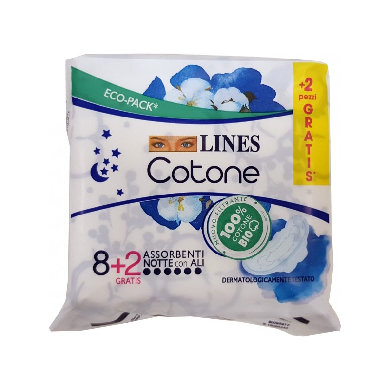 LINES COTONE ULTRA NOTTE CON ALI 8 PZ  2 OMAGGIO