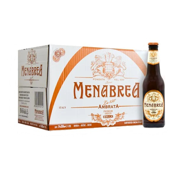 24 bottiglie da 33 cl Birra Menabrea Ambrata