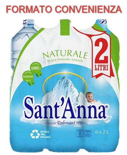 6 bottiglie Acqua SantAnna 2 L Pet