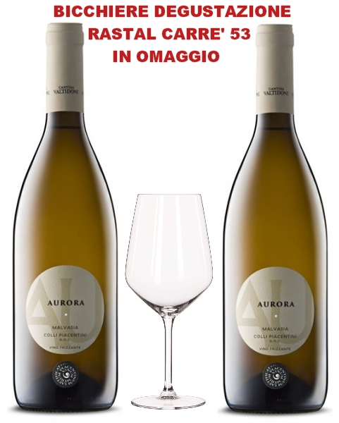 2 bottiglie di Malvasia Doc Aurora  bicchiere