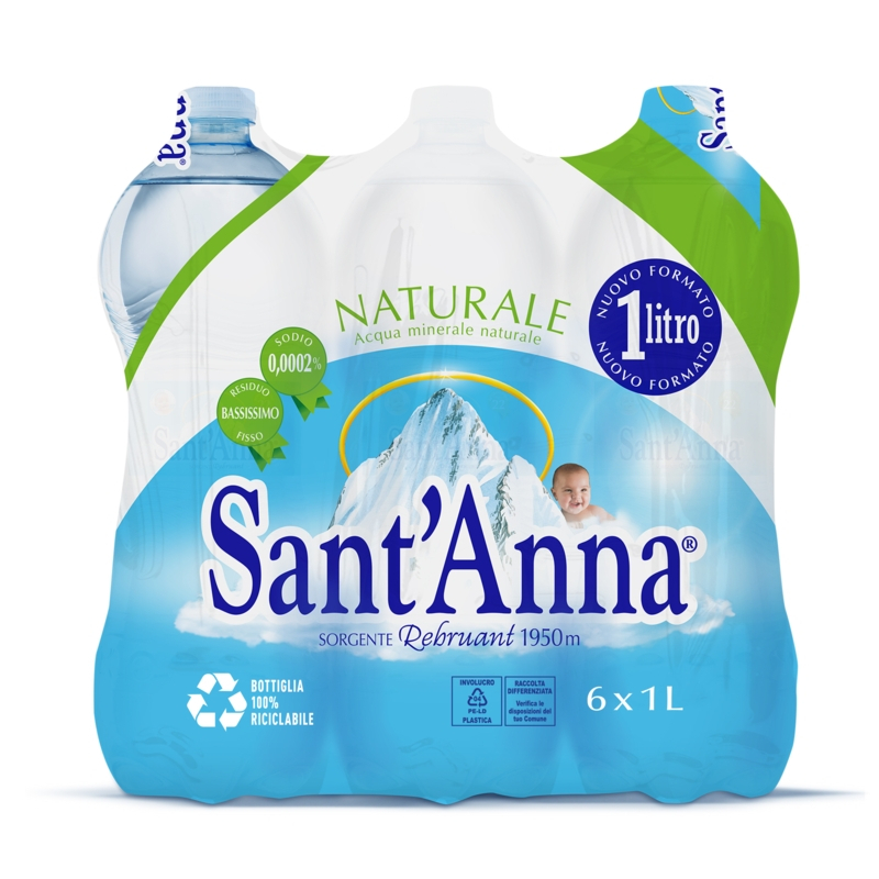 6 bottiglie Acqua SantAnna Litro Pet