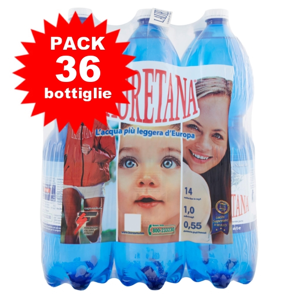 6 x 6 bottiglie Acqua Lauretana 15 L Pet € 5