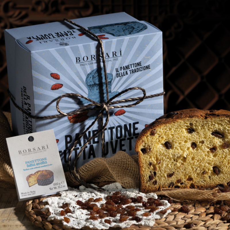 Panettone tutta uvetta Borsari kg1 in scatola