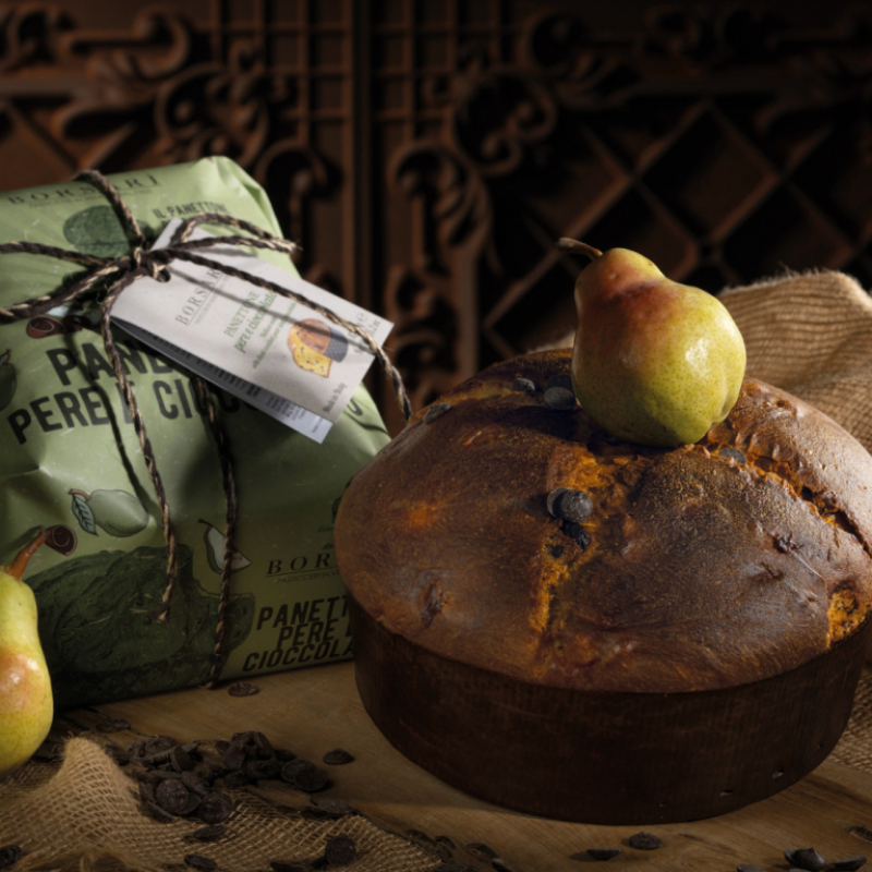 Panettone pere e cioccolato Borsari 1 kg incartat