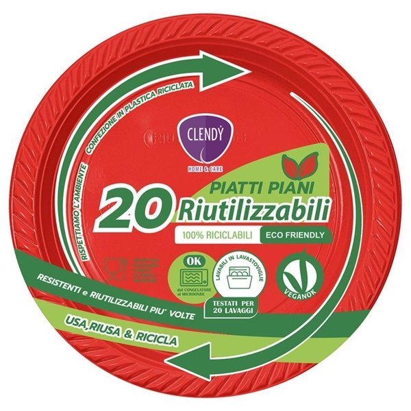 CLENDY PIATTI ROSSI PIANI 20 PZ RIUTILIZZABILI CLENDY PIATTI ROSSI PIANI 20 PZ RIUTILIZZABILI