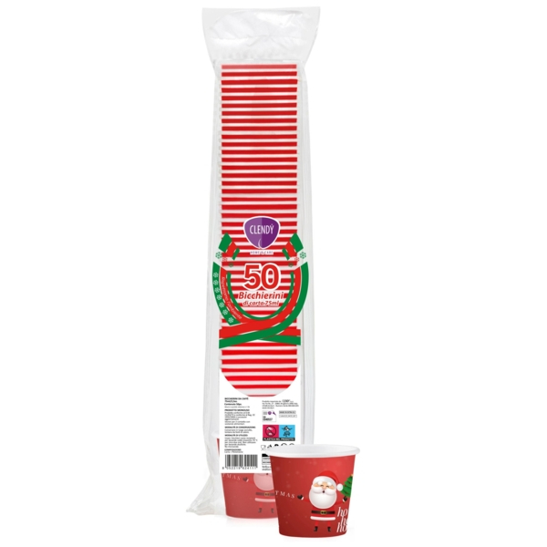 CLENDY BICCHIERE CAFFE CARTA BABBO NATALE 50 PZ CLENDY BICCHIERE CAFFE CARTA BABBO NATALE 50 PZ