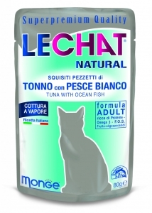 Lechat Natural 80 gr tonno con pesce bianco